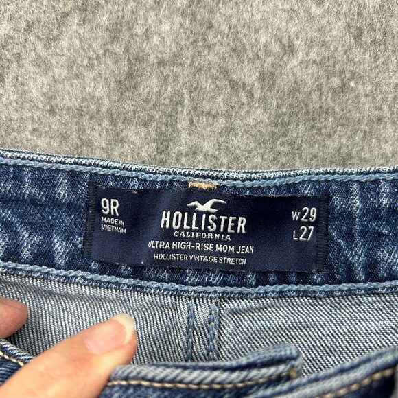 Hollister Two Tone Ultra High Rise Mom Jeans Women's Size 9 / 29 X 27 Distressed - Picture 4 of 12